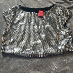 NWT silver sequined crop top